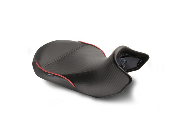 Check out the World Sport Performance Aftermarket Front Motorcycle Seat with CFX and Red Welt Low Version for the BMW R 1300 GS.